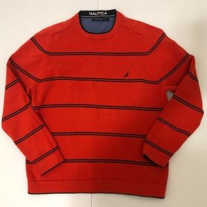 Nautica Crewneck Orange Blue Stripe Sweater